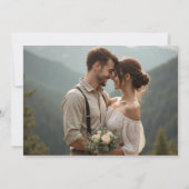 Invitation Romantic Blush with Black Florals and Photo Back (Dos)