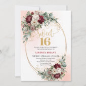 Invitation Romantic Bohemian Marsala Floral Sweet 16 Invitw (Devant)