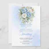 Invitation Romantic Bohemian Pastel Blue Peony Wedding Invite (Devant)