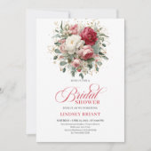Invitation Romantic Bohemian Ruby Red Blush Gold Shower (Devant)