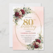 Invitation Romantic Boho Floral 80th Birthday Celebration  (Devant)