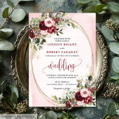 Invitation Romantic Boho Marsala Gold Floral Wedding Invite