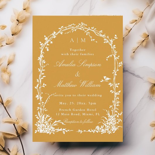Invitation Romantic Botanical Arch Garden Amber Fall Wedding