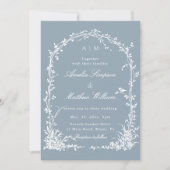 Invitation Romantic Botanical Arch Garden Dusty Blue Wedding  (Devant)
