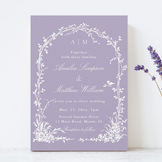 Invitation Romantic Botanical Arch Garden Lavender Wedding