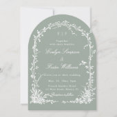 Invitation Romantic Botanical Garden Wedding Sage Green Arch (Devant)