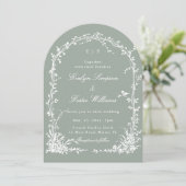 Invitation Romantic Botanical Garden Wedding Sage Green Arch (Debout devant)