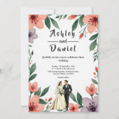 Invitation Romantic Bride And Groom Floral Garden Wedding (Devant)