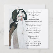 INVITATION ROMANTIC BRIDE & GROOM WEDDING PARTY MONOGRAMME OR (Dos)