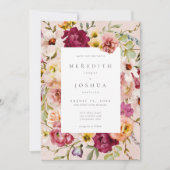 Invitation Romantic Burgundy Blush Floral Garden Wedding (Devant)