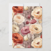 Invitation Romantic Burgundy Red Cream Floral Birthday   (Dos)