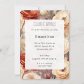 Invitation Romantic Burgundy Red Cream Floral Birthday   (Devant)