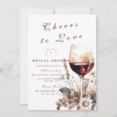 Invitation Romantic Burgundy Rose Wine Bridal Shower (Devant)
