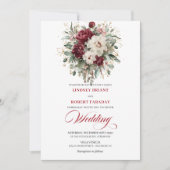 Invitation Romantic Burgundy White Gold Frame Wedding Invite (Devant)