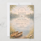Invitation Romantic Canoe Lake Forest Wedding (Devant)