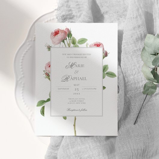 Invitation Romantic Chic French Rose Botanical Wedding