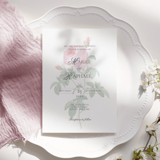 Invitation Romantic Chic French Rose Botanical Wedding