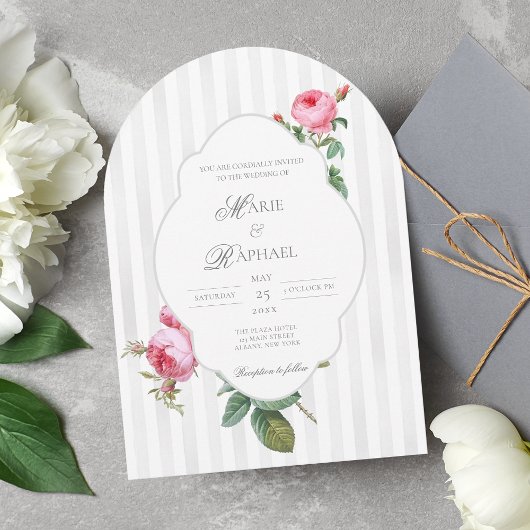Invitation Romantic Chic French Rose Botanical Wedding