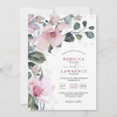 Invitation Romantic chic rose rose mariage botanique (Devant)