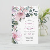 Invitation Romantic chic rose rose mariage botanique (Debout devant)