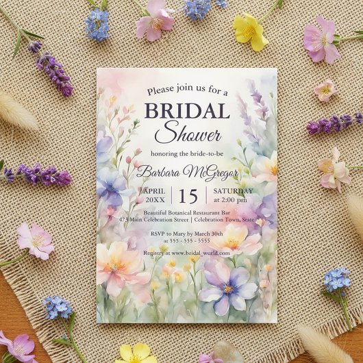Invitation Romantic Chic Watercolor Wildflower Bridal Shower