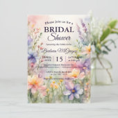 Invitation Romantic Chic Watercolor Wildflower Bridal Shower (Debout devant)