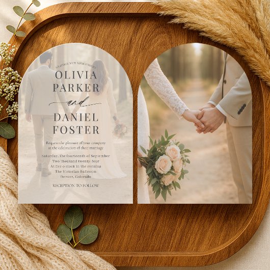 Invitation Romantic Contemporary Photo Overlay Wedding