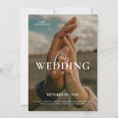 Invitation Romantic couple hands photo wedding (Devant)
