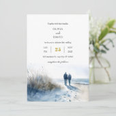 Invitation Romantic Couple Moonlight Beach Flâner Mariage (Debout devant)