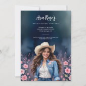 Invitation Romantic Cowgirl Pink Flowers Bachelorette Weekend (Devant)