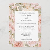 Invitation Romantic Cream Blush Pink Rose Floral Wedding (Devant / Derrière)