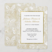 Invitation Romantic Cream Ivory Butterflies Hearts Wedding (Devant / Derrière)