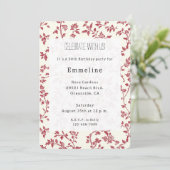Invitation Romantic Cream Red Leaves Birthday (Debout devant)