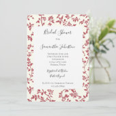 Invitation Romantic Cream Red Leaves Bridal Shower (Debout devant)