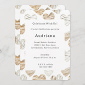 Invitation Romantic Cream White Hearts Birthday (Devant / Derrière)