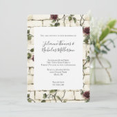 Invitation Romantic Creme brique Mur Rouge Roses Mariage (Debout devant)