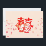Invitation Romantic Cute Couple Double Mariage de bonheur<br><div class="desc">Romantic Cute Couple Double Faire-part de mariage Bonheur Contenu rédigé en anglais et en chinois. Le contenu en anglais et en chinois est rédigé dans un format de faire-part de mariage approprié. Le double bonheur (shuang xi) est un symbole traditionnel qui se révèle être un bon symbole utilisé par tous...</div>