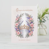 Invitation Romantic Cute Quinceañera Princess Tiara in Bloom (Debout devant)