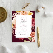 Invitation Romantic Deep Burgundy Floral Bridal Shower