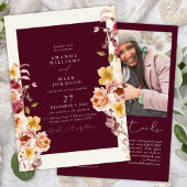 Invitation Romantic Deep Burgundy Floral Elegant Wedding