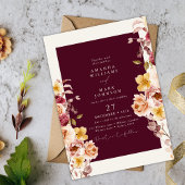 Invitation Romantic Deep Burgundy Floral Elegant Wedding