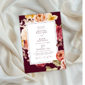 Invitation Romantic Deep Burgundy Floral Elegant Wedding 