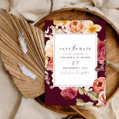 Invitation Romantic Deep Burgundy Floral Save the date  