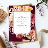 Invitation Romantic Deep Burgundy Floral Save the date  
