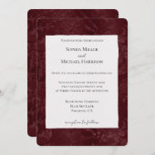 Invitation Romantic Deep Red Burgundy Floral Wedding (Devant / Derrière)