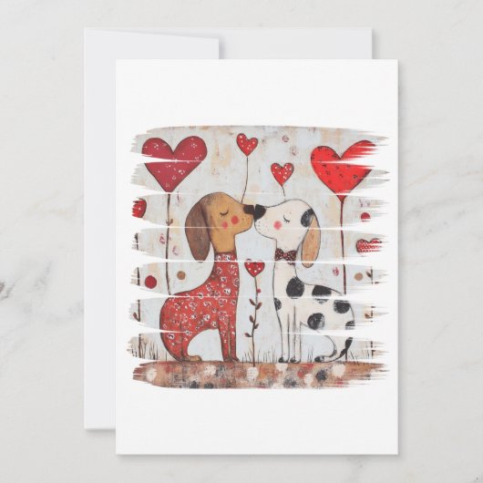 Invitation Romantic Dogs with Heart Balloons (Devant)
