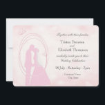 Invitation Romantic Dreamy Mariage rose Couple Mariage Invite<br><div class="desc">Un beau design mariage romantique des silhouettes baisantes encadrées de la mariée et du marié contre un arrière - plan rose onirique,  pour votre mariage romantique.</div>