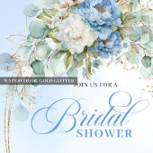 Invitation Romantic Dusty Blue Peonies Eucalyptus Bridal Show
