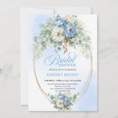 Invitation Romantic Dusty Blue Peonies Eucalyptus Bridal Show (Devant)