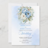 Invitation Romantic Dusty Blue Peony Garden Wedding Invite (Devant)